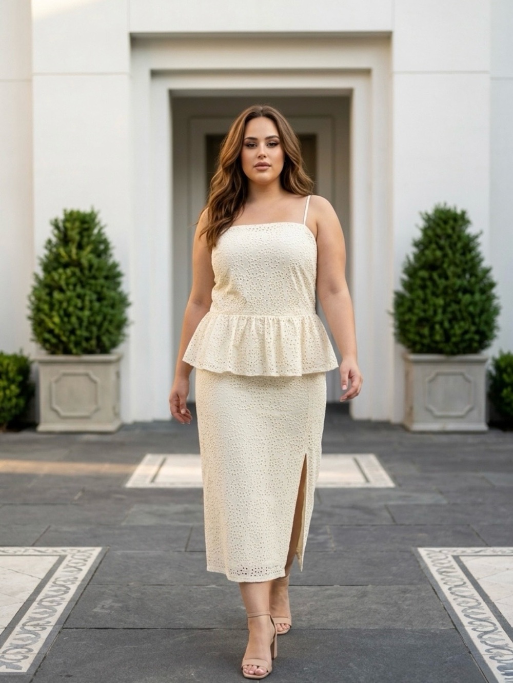 2 for $30 | Cream Eyelet Midi Skirt